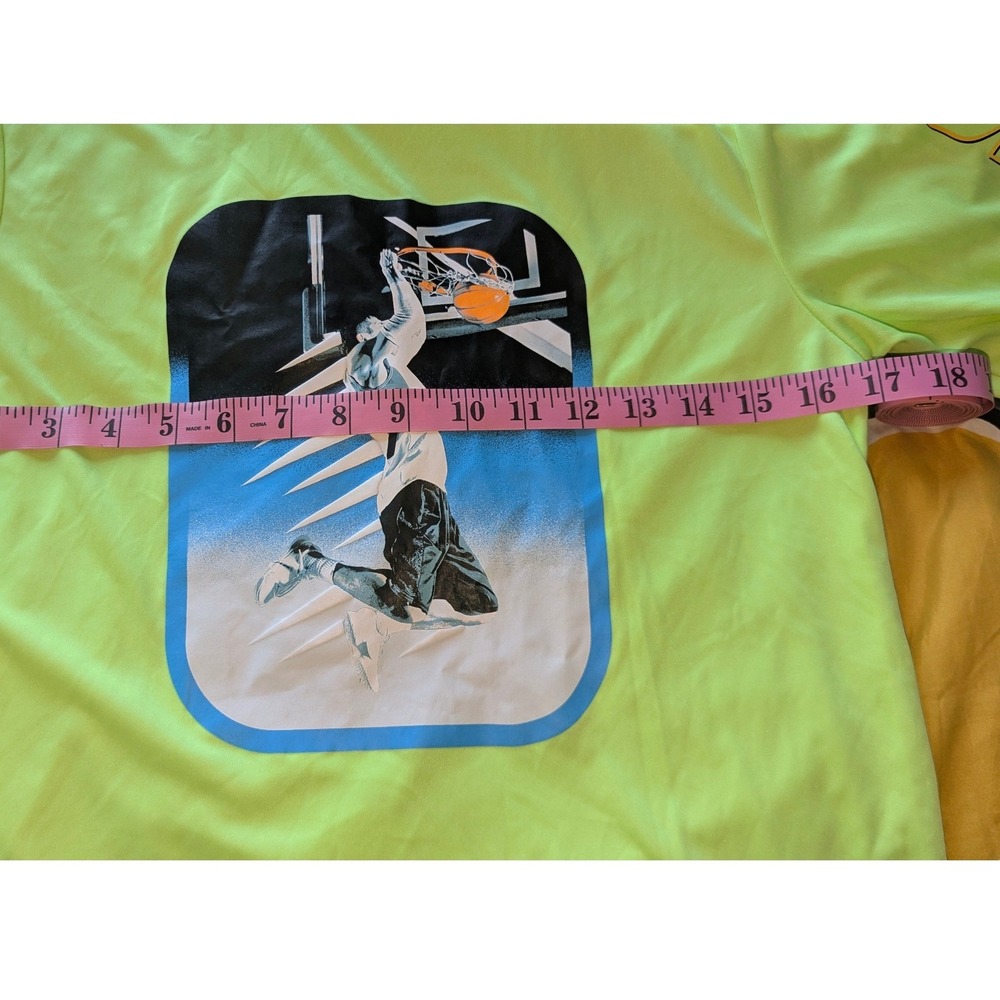 Athletic Works Boys Lime Green Basketball Graphic Long Sleeve Shirt XL 14-16 - Picture 6 of 8